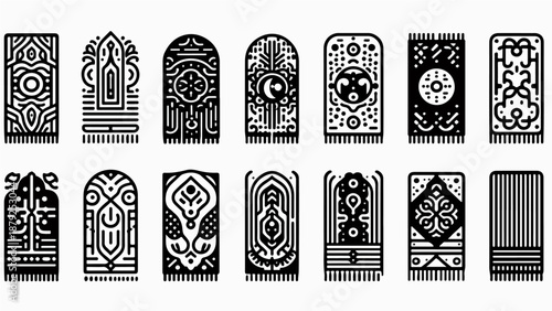 Abstract Tribal Textile Pattern Set in Black and White