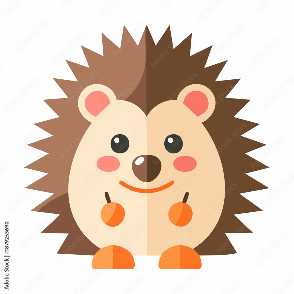 Fototapeta premium Cute cartoon hedgehog character isolated on white background flat design