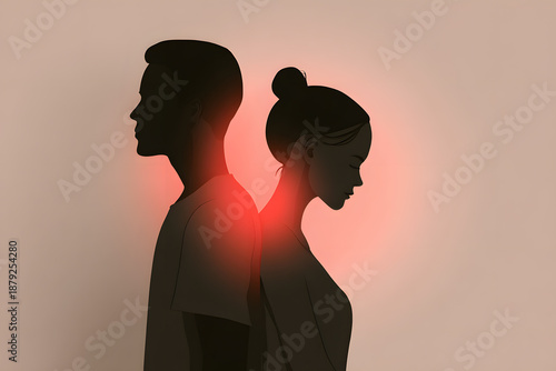 Wallpaper Mural Couple standing back to back showing distance and conflict in a simple artistic setting Torontodigital.ca