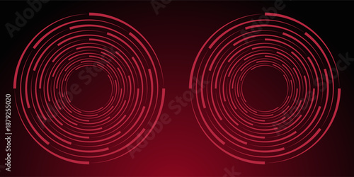 Red geometric abstract background. Futuristic glowing red geometric lines design. Modern gradient rounded lines pattern. Suit for banner, brochure, flyer, cover, presentation, web. Vector illustration
