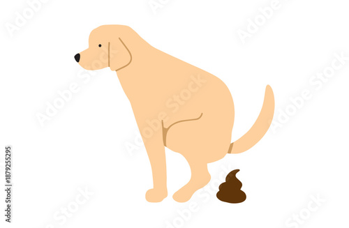 うんちをする犬　手書きイラスト