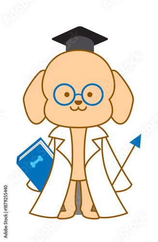 通常の博士犬　デフォルメイラスト