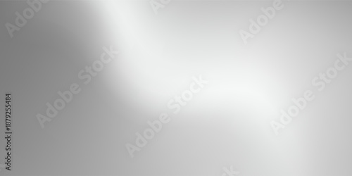 Silver foil background with metal mirror texture. Chrome gradient surface with light gloss. Vector aluminum grey sheet with reflection