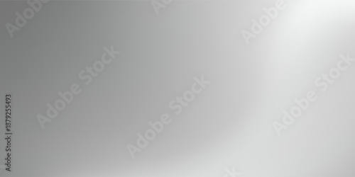 Silver foil background with metal mirror texture. Chrome gradient surface with light gloss. Vector aluminum grey sheet with reflection