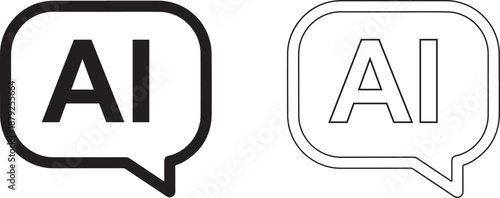 Artificial intelligence speech bubble icon showing ai letter in chat box for technology and innovation concept