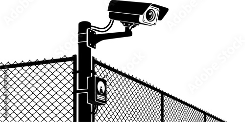 Security Fence with Surveillance CCTV Camera