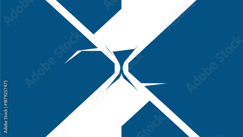 Modern blue and white abstract design with sharp geometric shapes