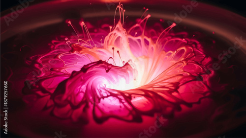 Vibrant pink liquid splash with dynamic splashes and ripples
