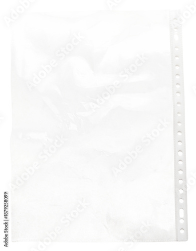 Clear crumpled plastic document sleeve