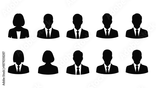 Group of professional silhouettes isolated on white background, Vector