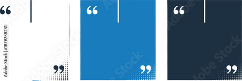 Quotation marks on colored panels against a gradient blue background from a close-up viewpoint