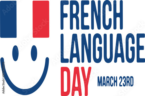 French Language Day celebration with flag and smiley face