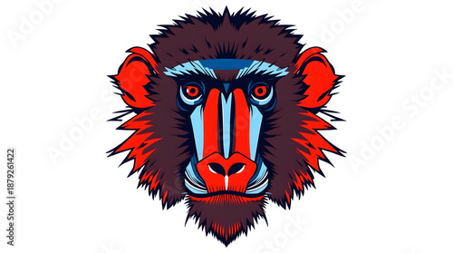 Mandrill Face Vector – Colorful Primate Illustration