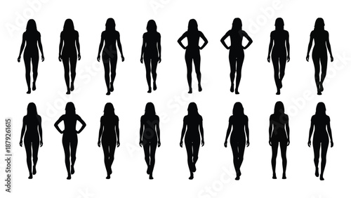 Silhouettes of various figures isolated on white background, Vector