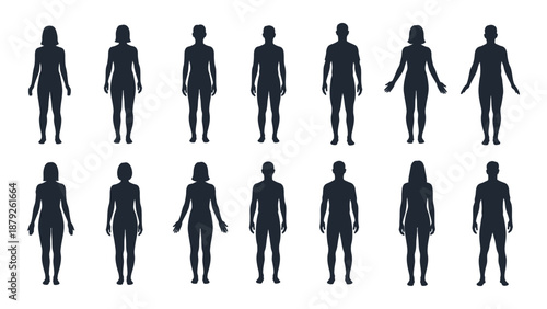 Collection of human silhouettes isolated on white background, Vector