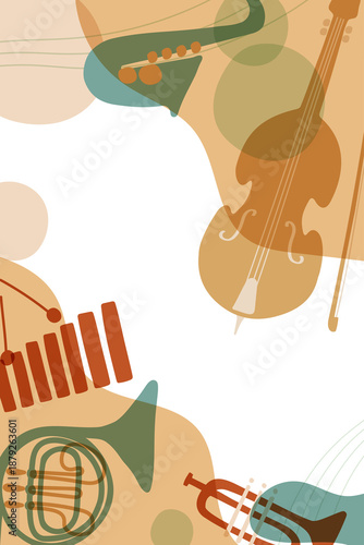 Canvas Print Aesthetic jazz png border background, musical instrument in pastel orange