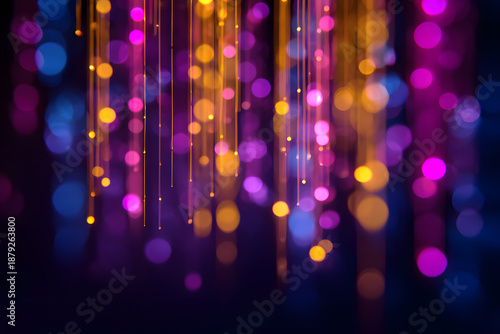 Vibrant colorful bokeh lights in dark background