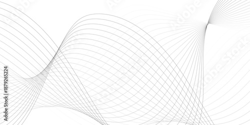 White wave curve lines banner background design. Abstract soft wave lines dynamic flowing gray light isolated background. Vector Illustration of the gray pattern of lines. Black stripes on white