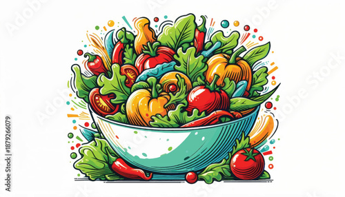 Vibrant and Fresh Salad Bowl with Assorted Vegetables.