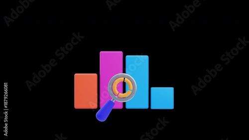 Wallpaper Mural Data analysis dashboard with magnifying glass 3d animation Torontodigital.ca