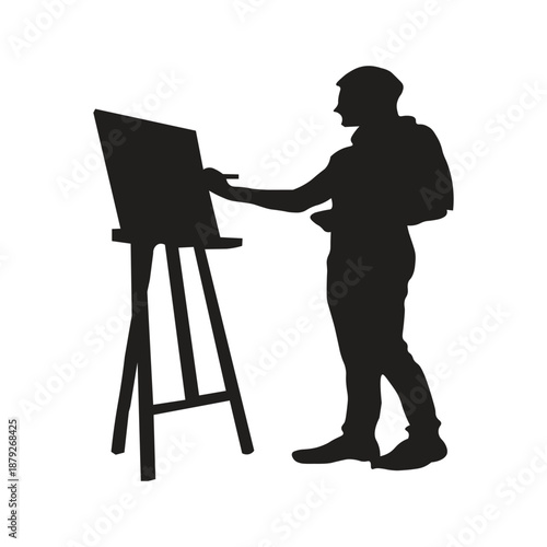 an iconic image of a person painting on canvas depicting an artist at work, often used to represent creativity, fine arts, or hobbies