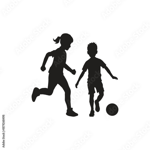 image of children playing soccer silhouette illustration depicts children playing soccer very cheerfully and happily