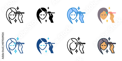 Makeup icons set multiple style collection. Editable stroke 
