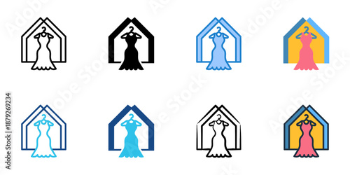 Boutique icons set multiple style collection. Editable stroke 
