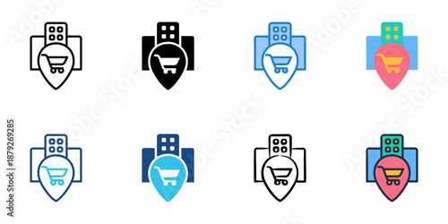Department store icons set multiple style collection. Editable stroke 
