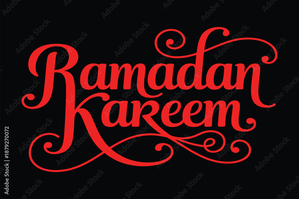 Obraz premium Ramadan kareem English text typography vector art on white background template design suitable for Ramadan banner wallpaper flyer poster sticker card and Islamic holiday decoration