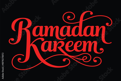 Ramadan kareem English text typography vector art on white background template design suitable for Ramadan banner wallpaper flyer poster sticker card and Islamic holiday decoration