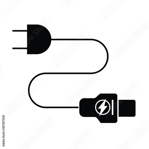 Charger car plug icon. Connector for charging auto. Adaptor for recharge electro automobile. Vector 10 Eps.