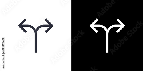 Split icon concept with flat Black White Background. Vector illustration.