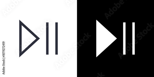 Play Button icon concept with flat Black White Background. Vector illustration.