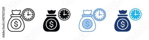 Time is money icon set multiple style collection