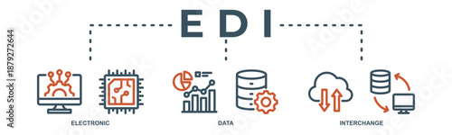 EDI concept icon illustration contain electronic, data and interchange.
