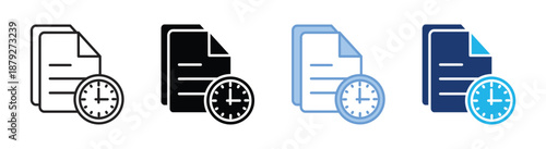 Time management icon set multiple style collection