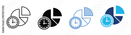Pie chart icon set multiple style collection
