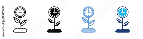 Growth icon set multiple style collection