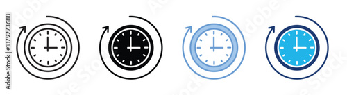 Clock icon set multiple style collection