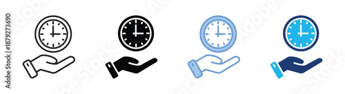 Time management icon set multiple style collection