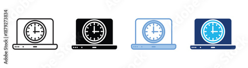 Laptop icon set multiple style collection