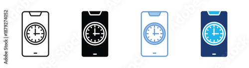 Time management icon set multiple style collection