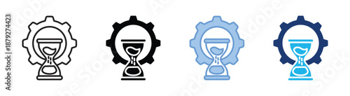 Time management icon set multiple style collection