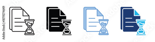 Time management icon set multiple style collection