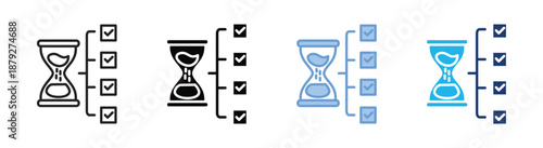 Time management icon set multiple style collection