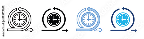 Clock icon set multiple style collection