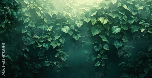Lush Green Foliage with Sunlight Filtering Through the Leaves.