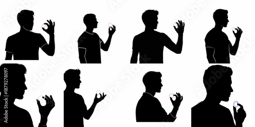 Silhouettes of a man holding a contraceptive ring, representing male support, sexual health awareness, and reproductive rights.