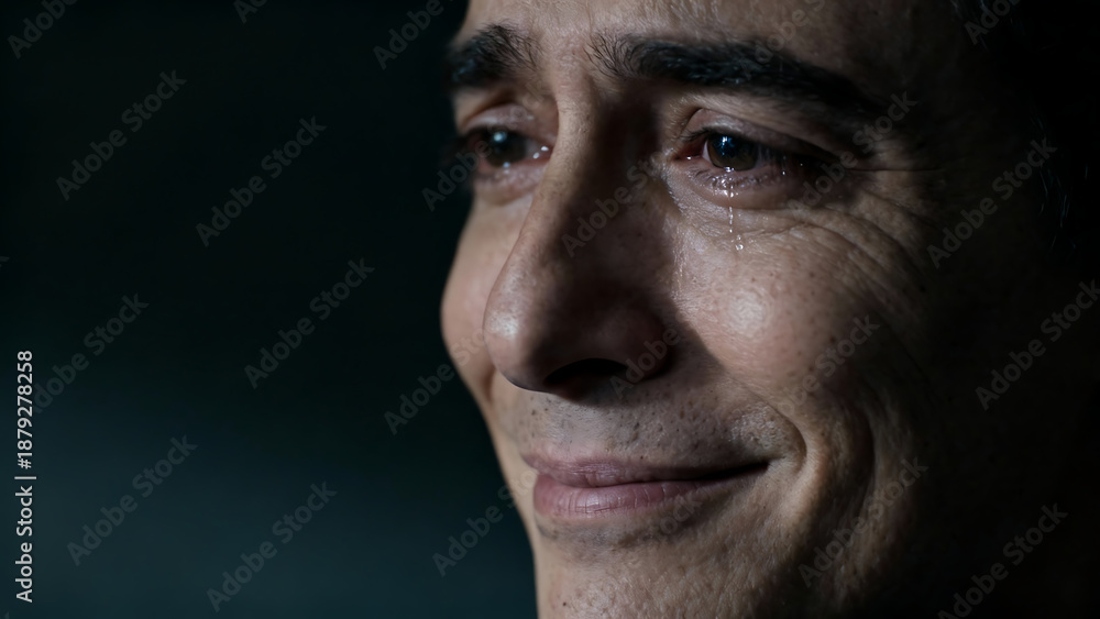 Fototapeta premium sad man face, male sadness portrait, emotional expression, depressed mood, mental health concept, loneliness feeling, human emotion, realistic portrait, close up face, sorrowful look, psychological 